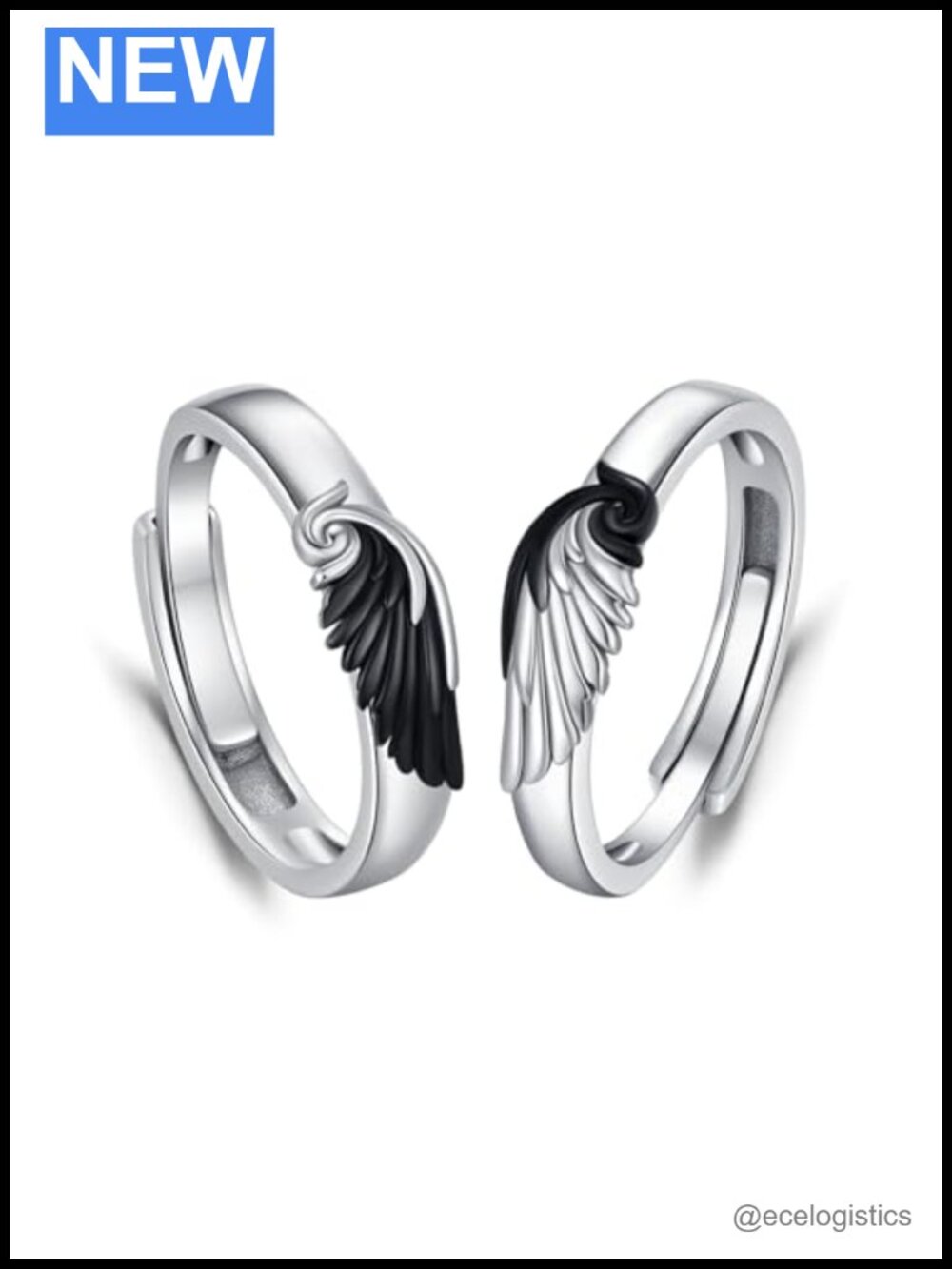 925 Sterling Silver Wing Couple Rings Set Matching Promise His Hers